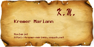 Kremer Mariann névjegykártya